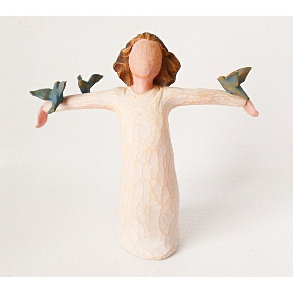 3 Willow Tree Figurines Girl with Birds Sculpted Hand-Painted Figure - Picture 3 of 5